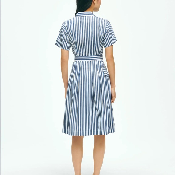 Brooks Brothers Striped Belted Shirt Dress In Cotton size 4 - Picture 3 of 9